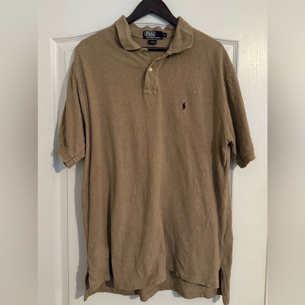 Ralph Lauren Tan Polo Shirt Classic Short Sleeve in size XLarge